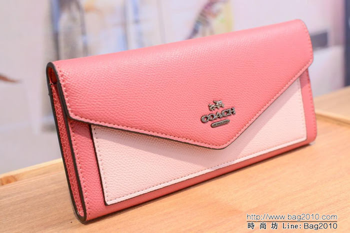 COACH蔻馳 原單內碼頭層牛皮 57715 新款 信封女士錢包  Chz1202